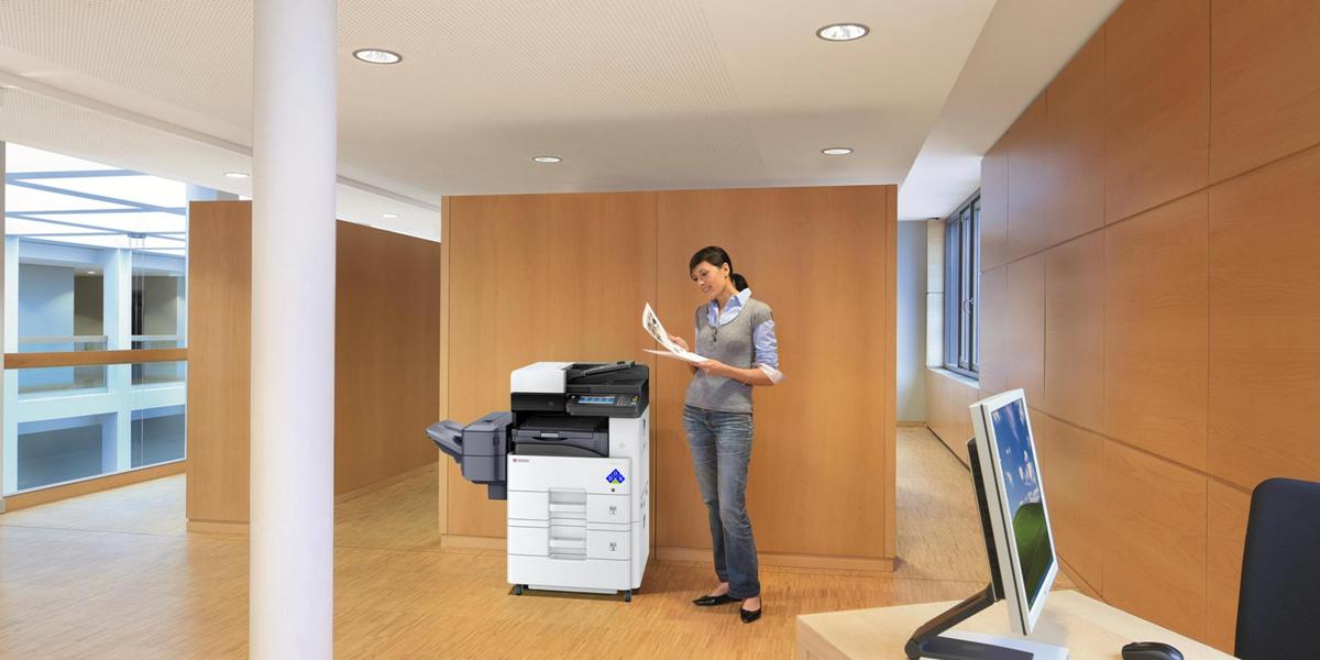 M4132idn in the office with 2 paper drawers
